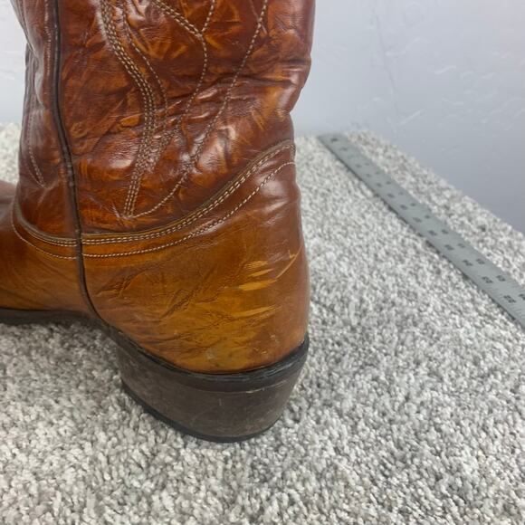 Vtg Levi's 1980s Cowboy Boots Men's 9.5 Brown Leather Orange Tab Western - Picture 7 of 12